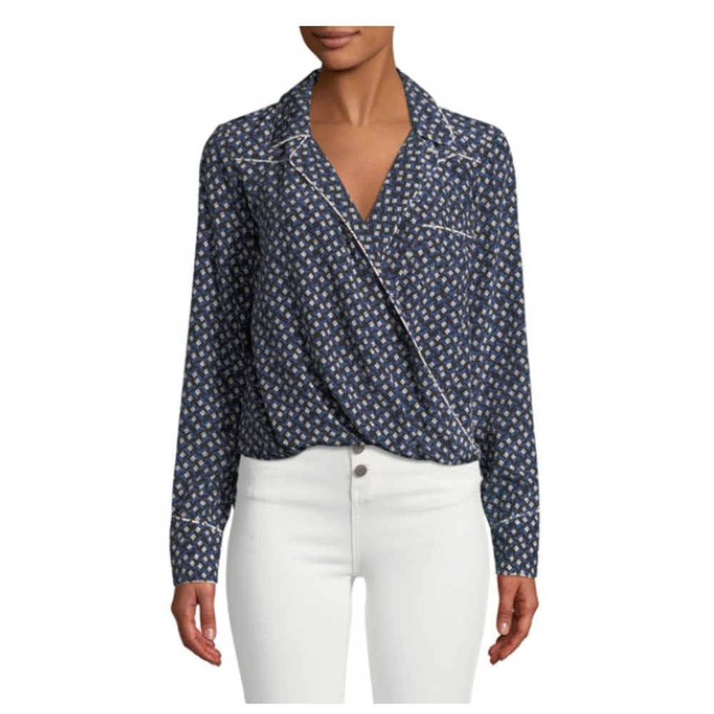 VERONICA BEARD SILK FLORAL WORTH WRAP BLOUSE